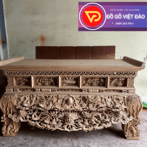 Siêu Phẩm Sập Thờ Dạ Kép Song Long Chầu Nguyệt Gỗ Gụ Lào Siêu Đẹp